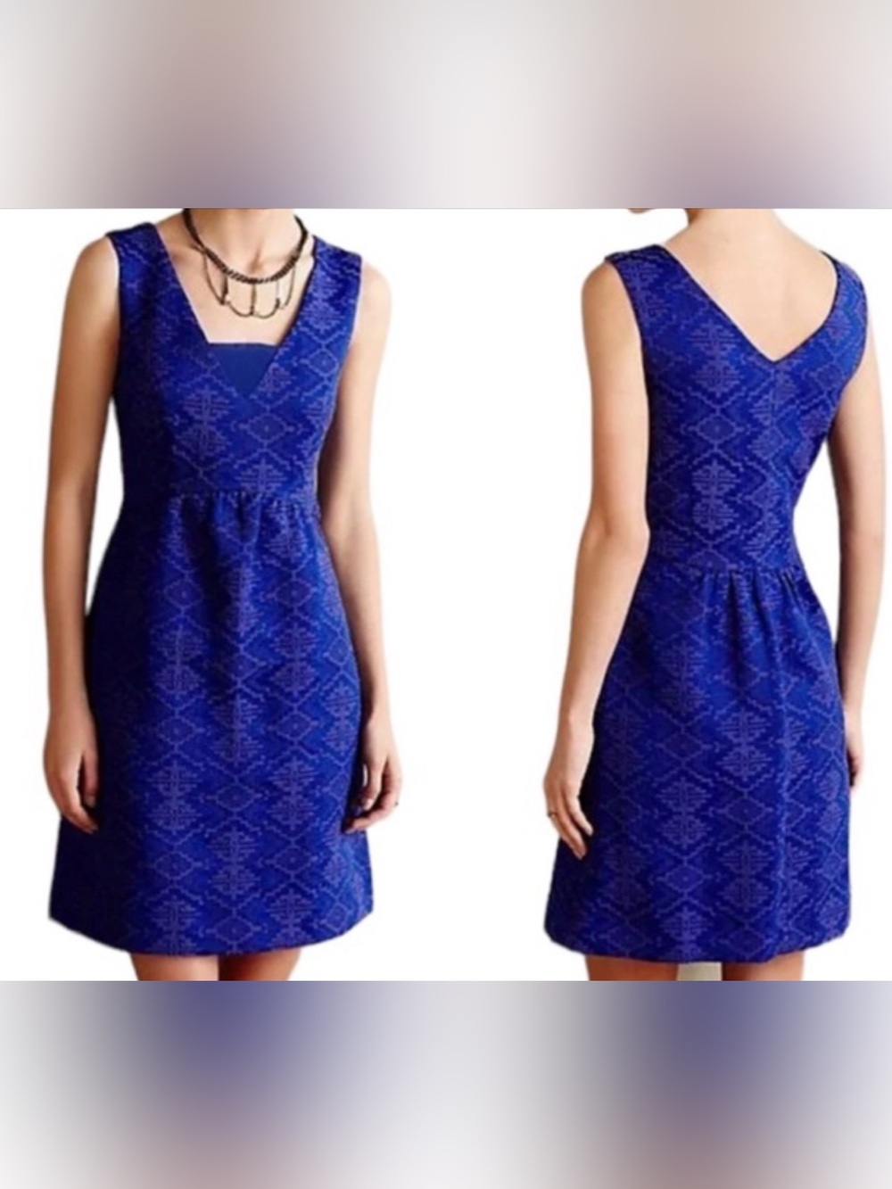 Anthropologie Maeve Jacquard Purple Blue Sheath Dress Women Sleeveless Size 12